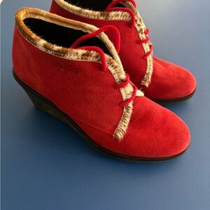 Martino suede fur-trimmed ankle boots size 8.5